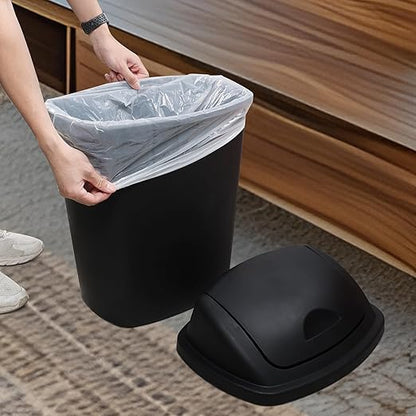 Zopnny 4-Pack 11 Gallon Swing Lid Trash Can, Plastic Swing-Top Garbage Can, Black