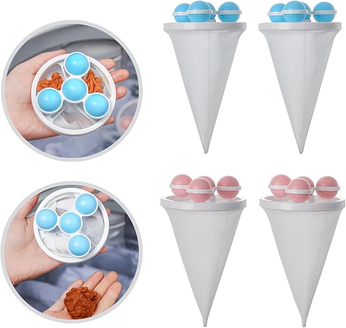 4PCS Hair Filter Bag for Fop Loader, Lint Traps for Laundry, Lint Catcher for Washing Machine, Pet Hair Catcher, Fur Remover for Laundry