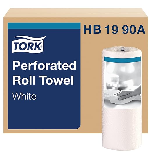 Tork HB1990A Perforated Paper Roll Towel, 2-Ply, 11" Width x 9" Length, White (Case of 30 Rolls, 84 per Roll, 2,520 Towels)