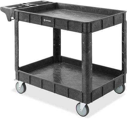Dryser Utility Cart with Wheels, 46" x 25" Heavy Duty 550 lb. Capacity with Shelves - 2 Tier Rolling Cart with Four 5" Swivel Casters for Warehouse, Garage, Cleaning