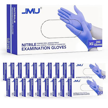 JMU Nitrile Gloves Bulk XS 4000 Count, 3.5 Mil Disposable Gloves Latex-Free, Violet Blue