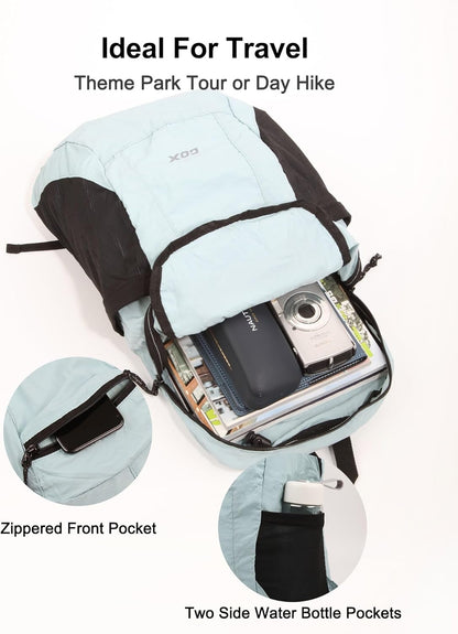 GOX Foldable 20l Backpack For Travel Lightweight Hiking Packable Daypack for Men Travel Camping Outdoor Bag Women (Sky Blue)