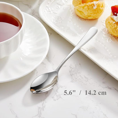 KEAWELL Premium Louise Demitasse Espresso Spoons, 18/10 Stainless Steel Mini Coffee Spoons, Dishwasher Safe (5.6 inches, 6)