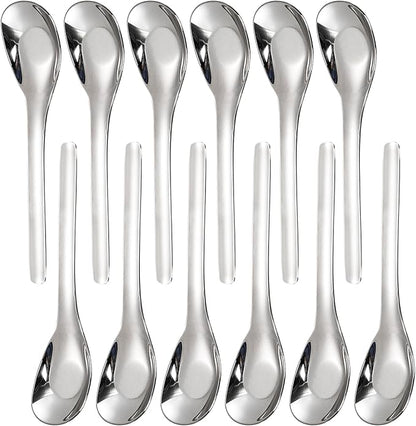 12 Pack Stainless Steel Soup Spoons, Premium Mirror Polished Chinese Dinner Spoons, Heavy Weight Table Spoon with Ergonomic Handle for Bouillon, Ramen, Pho, Wonton, Rice, Dishwasher Safe