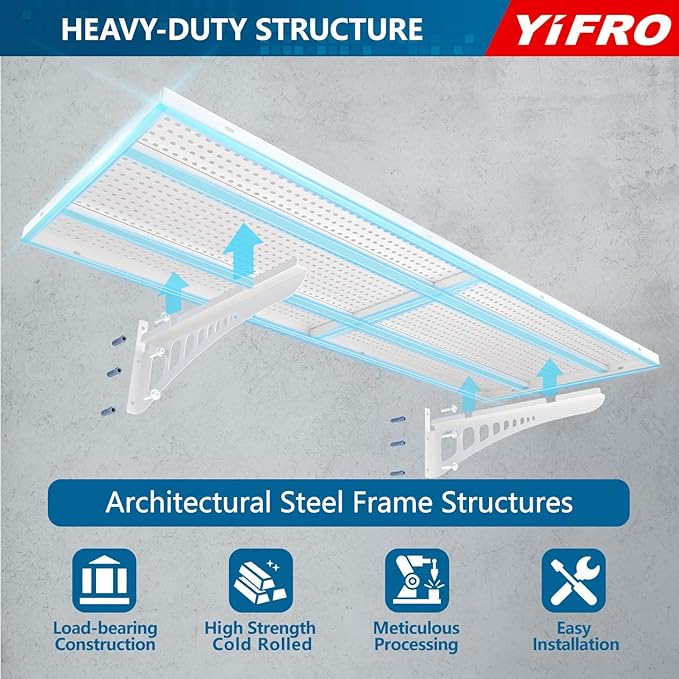 4-Pack 1.5x4ft Heavy Duty Garage Wall Shelving, 1000 lbs Load Capacity, Garage Storage Rack with Hooks, White