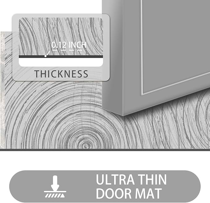 Ultra Thin Door Mat Indoor Entrance, 1/10 in Thin Door Mats for Inside Entry, Non-Slip Rubber Backing Washable Doormat, Fade Resistant, Absorbent, Low Profile Dirt Trapper, 35"X24"