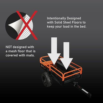 Impact IMPLEMENTS® 1500lb Utility Cart Cargo Trailer with Solid Steel Floor for Lawn/Garden Tractors, ATV's, UTV's and More. Original Design with USA Trademark. Pivoting Feature for Precise Unload.