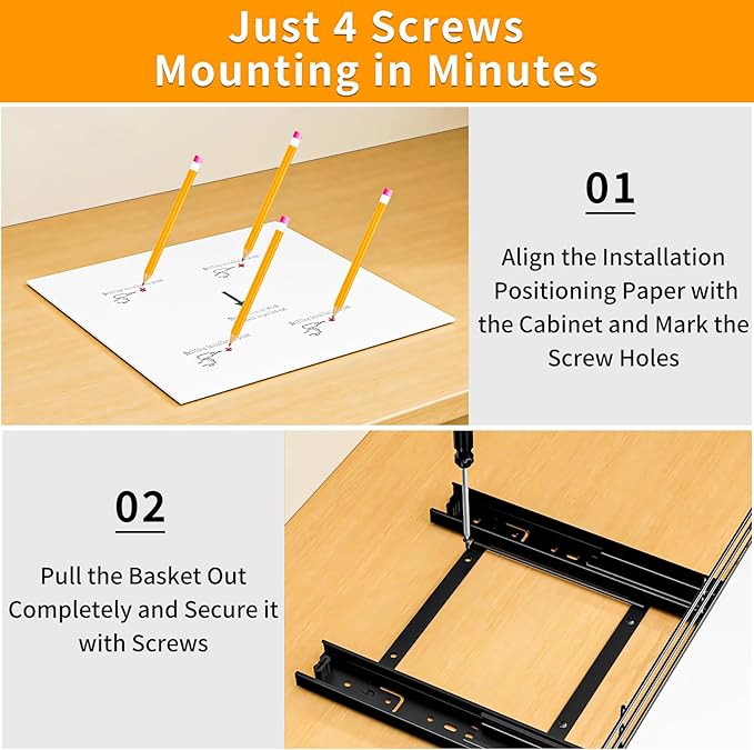 RCHYFEED Pull Out Spice Rack Organizer for Cabinet,Slide out Spice Organization for Inside Cabinets,Heavy Duty Seasoning Organizer Fits Kitchen and Pantry,Sauces,Canned (10.5''Wx10.5''Dx2.5''H)