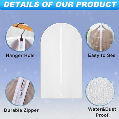 Sintuff 80 Pcs 24'' x 40'' Clear Garment Bags Bulk Clear Hanging Clothes Cover with Full Zipper Hanging Travel Garment Cover Bags for Clothes Storage
