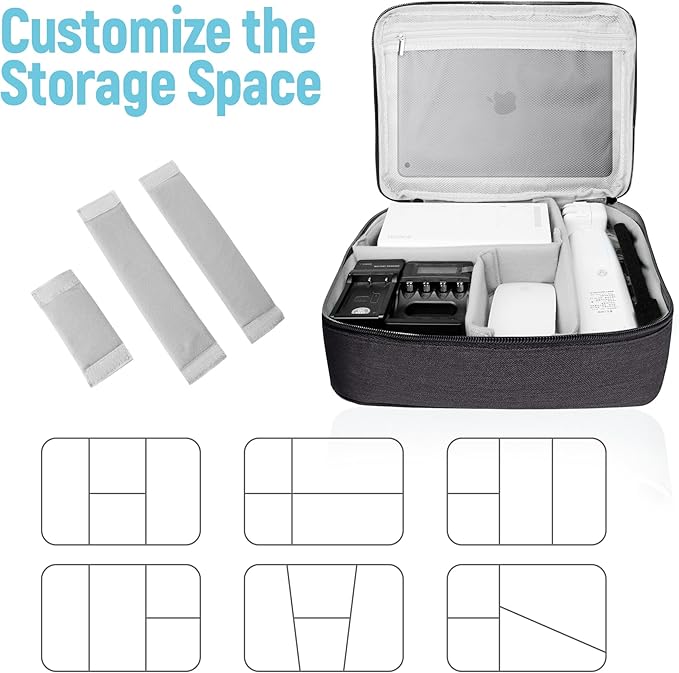 Electronics Travel Organizer,Large Double Layer Portable Waterproof Travel Organizer Bag for Charging Cable Storage,Ipad,Power Bank,Hard Drive etc,for Travel,Business,5pcs Cable Ties-Black