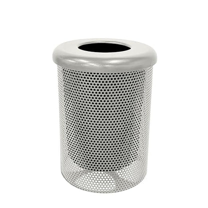 COATEDOUTDOORFURNITURE RFT-P-Gry Heavy Duty Round Trash Receptacle with Flat Top, Liner Included, 32 Gallon, Gray, Made in America
