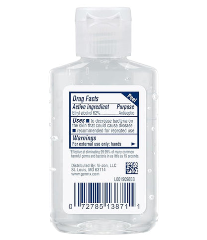 Germ-X Original Hand Sanitizer, Non-Drying Moisturizing Gel with Vitamin E, Instant and No Rinse Formula, Bulk Mini Travel Size for On-The-Go, 2 Fl Oz (Display Pack of 6)