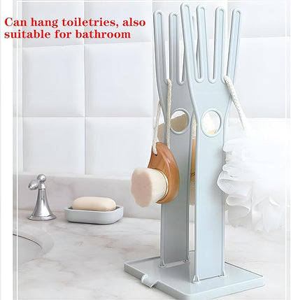 Kitchen Glove Holder Kitchen Glove Stand Holder Rubber Glover Drying Dryer Rack Reusable Rubber Glove Clothes Drying Rack for Dish Gloves and Rags (Blue)