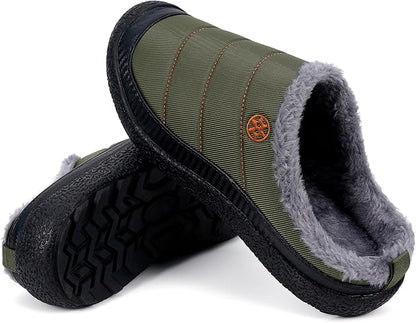 Womens Mens House Slippers Slip on Snow Winter Warm Fully Fur Lined Slippers Indoor Outdoor Shoes