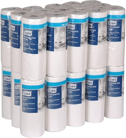Tork HB1990A Perforated Paper Roll Towel, 2-Ply, 11" Width x 9" Length, White (Case of 30 Rolls, 84 per Roll, 2,520 Towels)