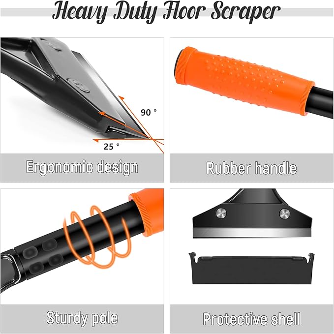 DIYSELF Razor Blade Scraper, Floor Scraper, Scraper Tool for Cleaning, Glass Scraper for Windows, Tile, Stove Top, Cooktop, Oven, Aquarium, Paint, Decal, Inspection Sticker, Gum, Glue Remover