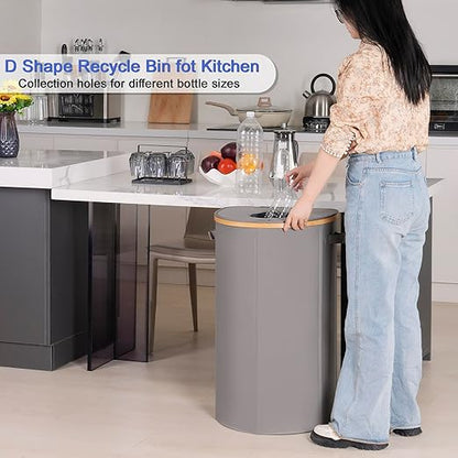 efluky Recycling Bin for Kitchen 100L, 26 Gallon Recycle Bins for Indoor Outdoor Home Use with 2 Removeable and Reusable Inner Bags, Tall Recycle bin for Bottle Can Plastice Stickers (Grey)
