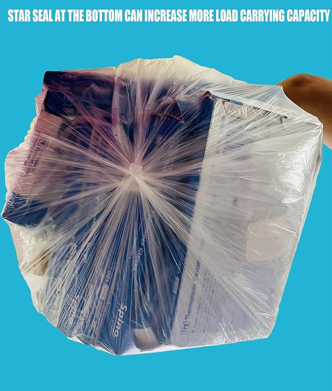 Trash Bags 8-10 Gallon, 300 Count Bulk, Clear Plastic Recycling Bags, Multi-purpose Garbage Bags Can Liners for Business Home Kitchen Commercial and Industrial