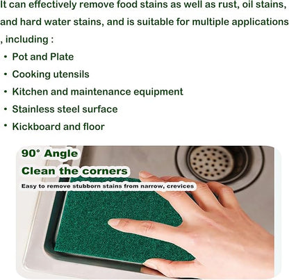 12 Pcs/Pack Green Heavy Duty Scouring Pads Reusable Household ScrubPads for Kitchen and Dish Cleaning Tool