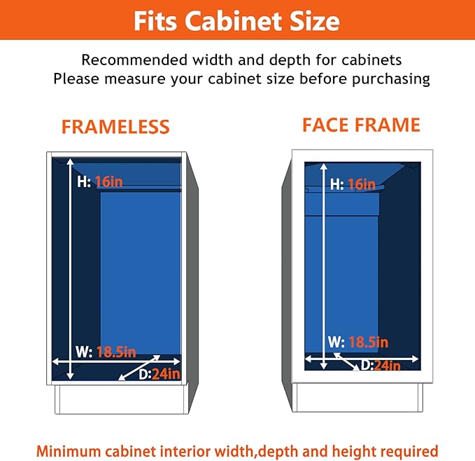 ROOMTEC Individual Pull Out Cabinet Organizer (17" W x 21" D), 2 Tier Spice Rack Organizer for Cabinet, Slide Out Drawer Pantry Shelf Organization and Storage for Kitchen Bathroom