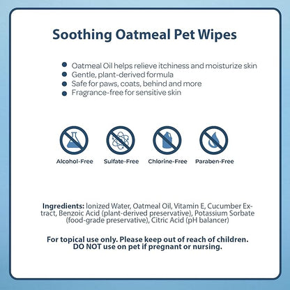 Best Pet Supplies Pet Wipes for Dogs - Dog Wipes Cleaning Deodorizing, or Coats, Ears, Paws - Soothing Oatmeal, 100 Count