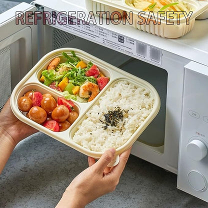 30 Pack of 3-Compartment Disposable Meal Prep Container, 36 Ounce Pre Meal Container, Food Storage Bento Box. Reusable Takeaway Container, Stackable, Microwave Refrigerator Safe.