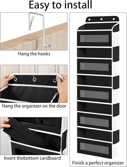 Over The Door Organizer, 5 Shelves Closet Door Hanging Organizer with 10 Mesh Pockets, Nursery Closet Organizers, Baby Essentials, Dorm Room Essentials for Girls