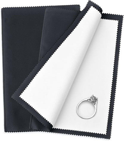 SEVENWELL Silver Polishing Cloth, Jewelry Cleaner Cloth for Sterling Silver Jewelry, Gold, Platinum, Silverware, Diamonds, Gemstones, Coins (Black)