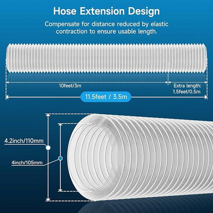 Hon&Guan 4" x 10' Dust Collection Hose, Flexible Clear Odorless PVC Dust Collector Hose with Carbon Steel Wire, Puncture Resistant Dust Hoses for Woodworking Dust Collecting System