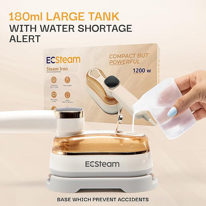 Garment Steamer for Clothes, 2-in-1 Portable Handheld Wrinkle Remover & Steam Iron, 1200W Fast Heat-Up, Compact Travel-Friendly Design, 180ml Tank, Ceramic Soleplate, Rotating Handle
