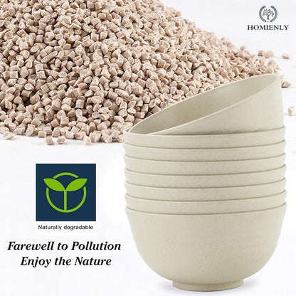 Homienly Wheat Straw Bowls Set of 8, Unbreakable Cereal Bowls, Microwave and Dishwasher Safe Kitchen Bowl Set for Dinner, Soup, Cereal, Snack, Bowl for Kitchen, Camping(Beige, 26 OZ)