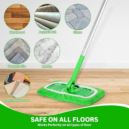 6 Pack Reusable Microfiber Mop Pads Compatible with Swiffer Sweeper Mop, Dry Sweeping Cloths & Wet Mopping Cloths, Washable Wet Pads Refill for Hardwood Surface Floor Cleaning