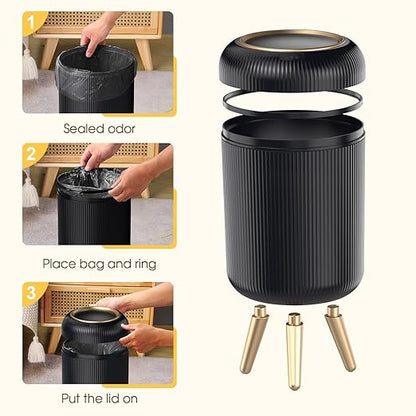 Bathroom Trash Can Automatic Touchless，3 Gallon Smart Motion Sensor Trash Bin with Lid，Plastic Black Garbage Can Wastebaskets with Removable Legs for Kitchen, Office, Toilet, Bedroom