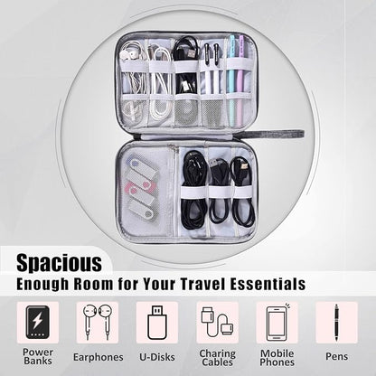 CILLA Travel Cord Organizer Case, Portable Waterproof Storage Bag for Charger, Cord, USB, Power Bank, Earphone, SD Card, Travel Essentials