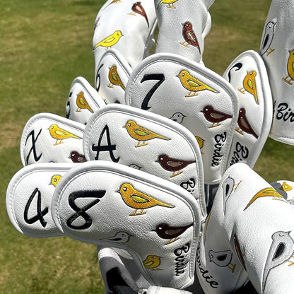 Premium Leather Golf Club Iron Covers - 10pcs/Set Wedge & Iron Headcovers with Velcro Closure
