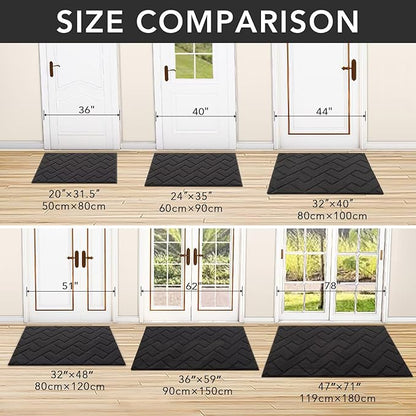 hicorfe Front Door Mat Indoor Entrance,20"x31.5" Absorbent Dirt Resist Welcome Door Mats,Stain and Fade Resistant,Non Slip Backing Entry Mat Doormat for Entryway(Charcoal)