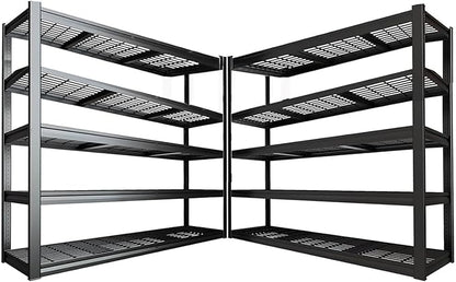 65" W Garage Shelving Heavy Duty, 5 Tier Garage Shelves, 30" D Adjustable Storage Shelving Unit, Commercial Metal Shelf for Warehouse, Pantry, School, Shop, 68" Wx30 Dx79 H, 2 Pack