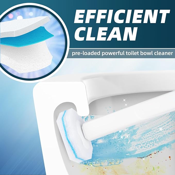RLOW Disposable Toilet Brush Set with 20 Refills, Toilet Bowl Brush and Holder Disposable Toilet Cleaning System- Toilet Brush, Storage Caddy and 20 Refill Heads for Bathroom Cleaning