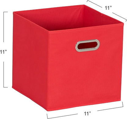 Household Essentials, Red 6 Pack Fabric Storage Bins with Handle