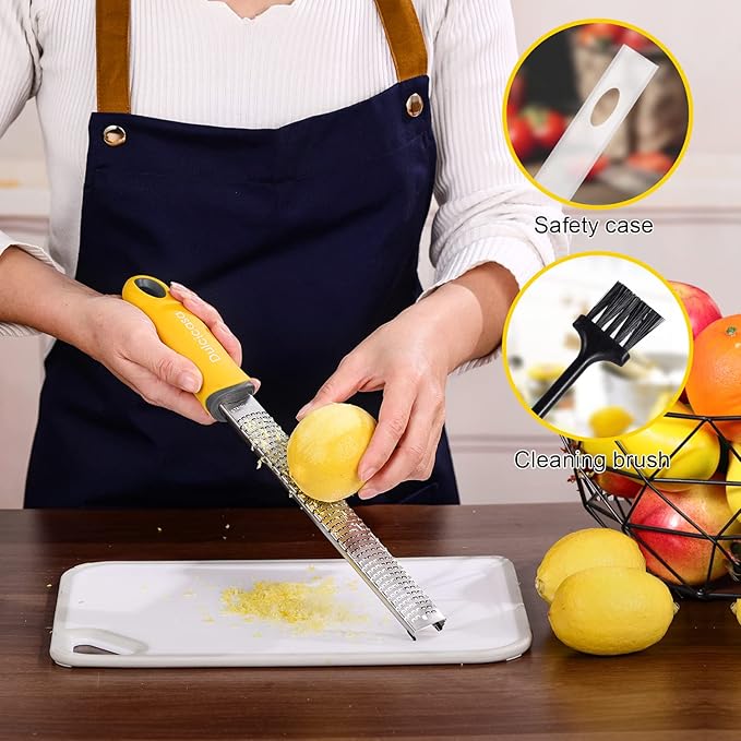 Professional Stainless Steel Lemon Zester & Grater - Premium Kitchen Tool for Cheese, Garlic, Ginger, Chocolate, Vegetables & Fruits | Dishwasher Safe