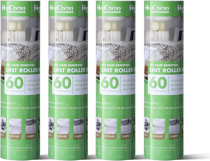 10 inch Mega Lint Roller Refills for Evercare Pet Mega Lint Roller and Leo Cleaning Roller, Fits Most 10" Supersize Lint Rollers with 2 1/16" ID, Total 240 Easy Tear Sheets (Pack of 4)