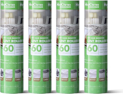 10 inch Mega Lint Roller Refills for Evercare Pet Mega Lint Roller and Leo Cleaning Roller, Fits Most 10" Supersize Lint Rollers with 2 1/16" ID, Total 240 Easy Tear Sheets (Pack of 4)