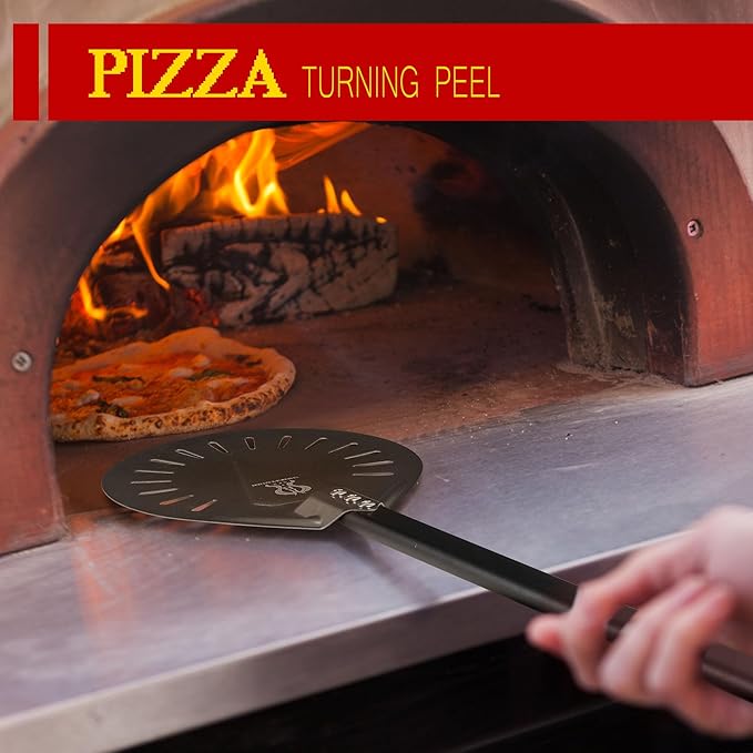 12-inch Hard Anodized Aluminum Pizza Spatula，Set Of 6 Commercial Pizza Oven Utensils, pizza Peel for Indoor & Outdoor Pizza Ovens, Pizza Oven Accessories