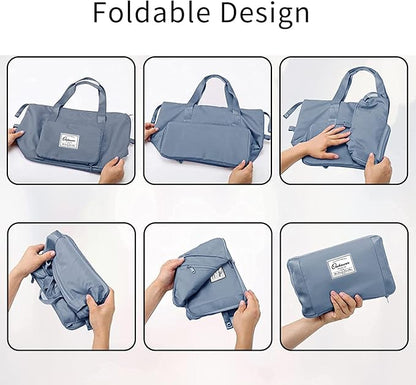 Large Capacity Foldable Travel Bag Expandable Portable Carry on Bag Dry&Wet Separation Sports Duffel Bags