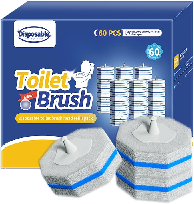 60PCS Toilet Wand Refills Compatible with Clorox Toilet Wand. Disposable Toilet Brush Refills. Bathroom Cleaning. Disposable Toilet Bowl Cleaners.