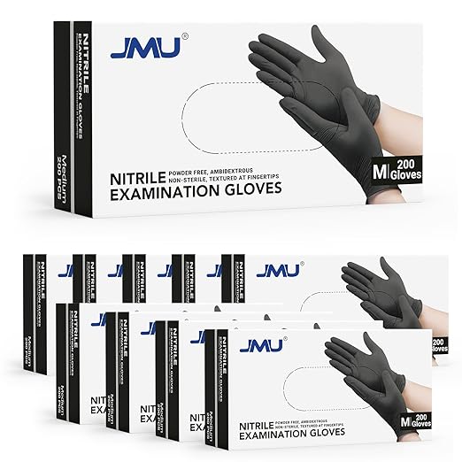 JMU Black Nitrile Gloves Medium Bulk, 2000 Count, 3.5Mil Disposable Nitrile Gloves Latex Free Powder Free