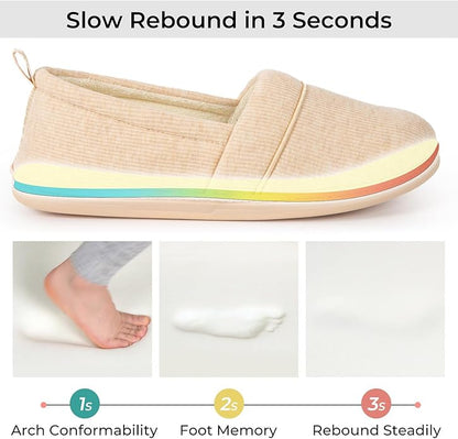HomeTop Women's Comfy Loafer Slippers Lightweight Memory Foam Non-slip Indoor House Shoes