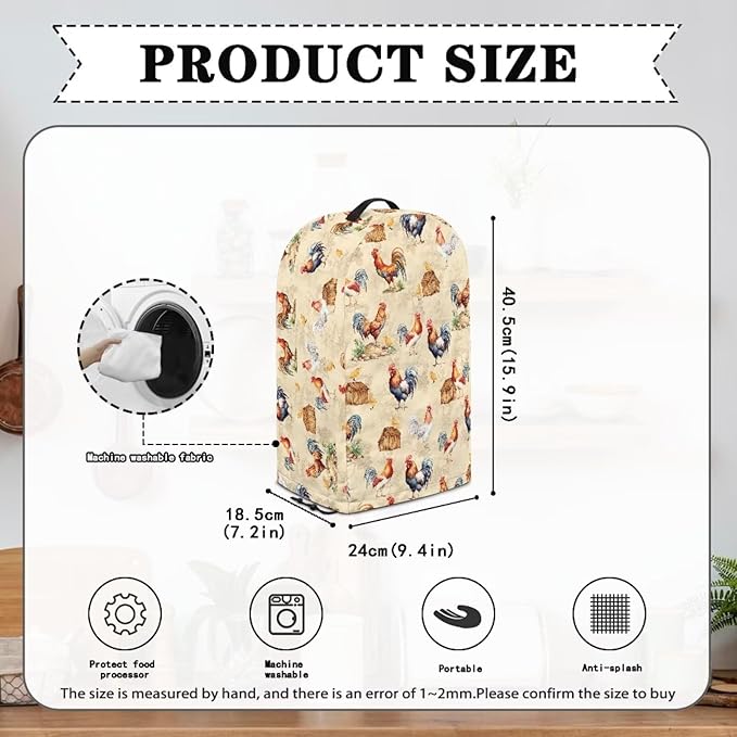 Chicken Rooster Blender Cover Kitchen Blender Dust Covers with Drawstring Food Processor Dust Covers Stand Mixer Case Coffee Maker Appliance Cover for Home Kitchen Indoor