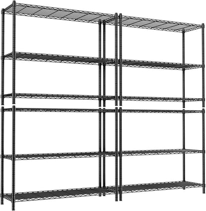 Storage Shelves, 4 PCS 48" L x 20" W x 47" H Heavy Duty Garage Wire Shelving Unit Loads 1200LBS, 3-Tier Adjustable Metal Industrial Utility Shelf Rack for Kitchen, Laundry Room, Basement