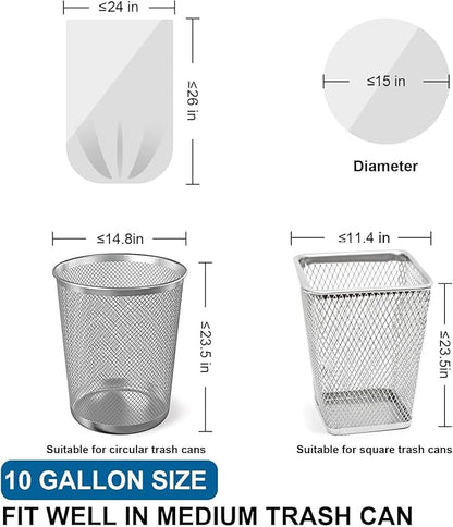 10-13 Gallon Trash Bags Drawstring 1.2 Mil - White Garbage Bags Unscented,37.8 Liter Strong Can Liners for Kitchen Home Office Bathroom,52 Count